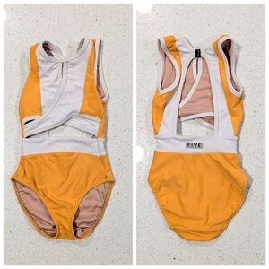 BEAUTIFUL 5dancewear Five 5 YM Medium Gymnastics Dance Leotard SUNSHINE YELLOW